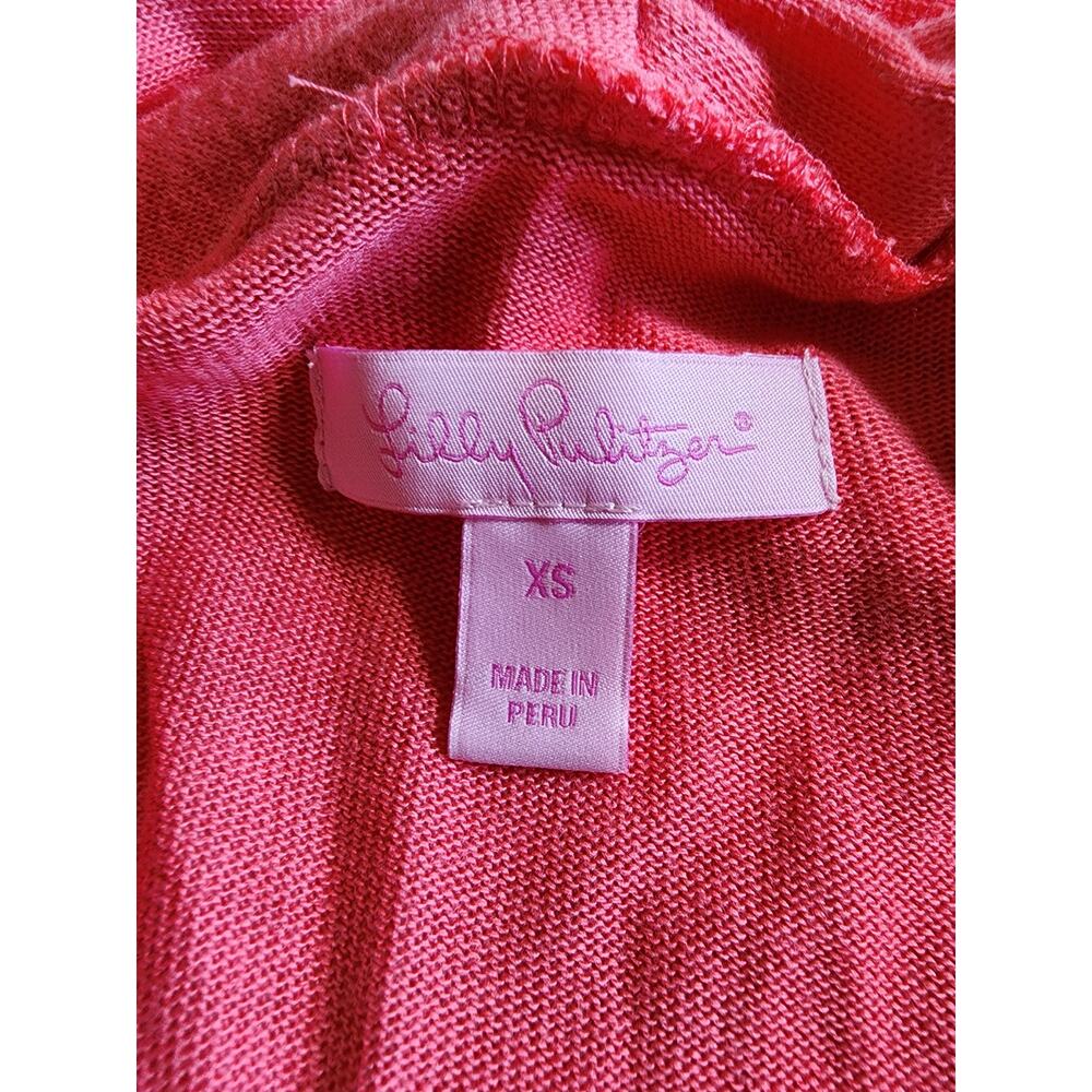 Lilly Pulitzer Coral Pink Pima Cotton Modal Tie Front Wrap Cardigan XS RN88189 - Picture 4 of 8